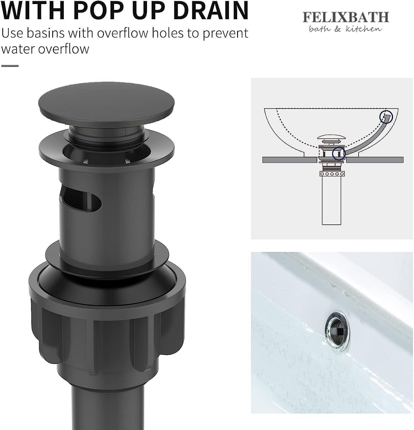 Waterfall Bathroom Sink Faucet, 3 Holes Two Handles Bathroom Faucet with Pop Up Drain and 2 Water Supply Lines, 8 inch Widespread Bathroom Sink Faucet Matte Black