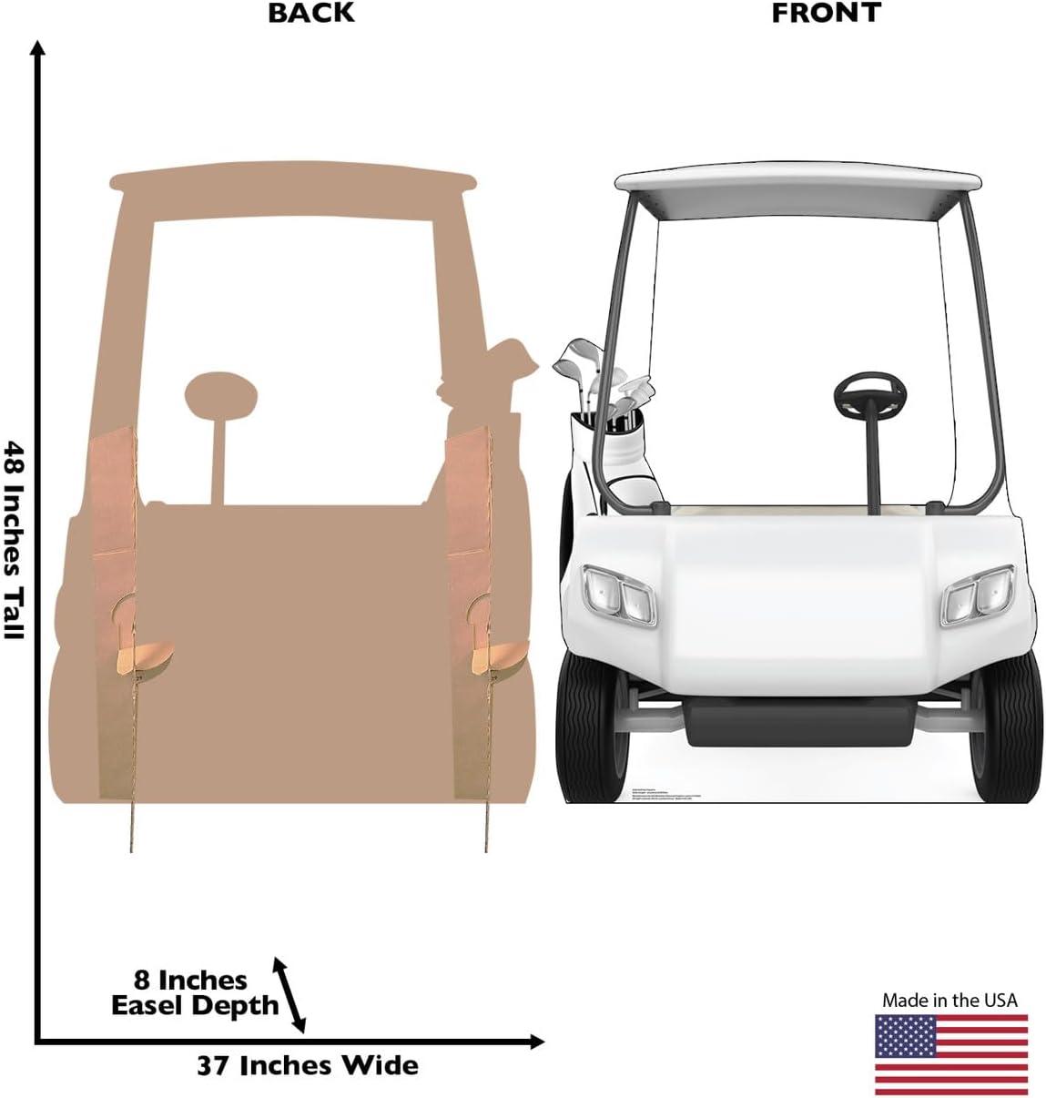 Life-Size White Cardboard Golf Cart Stand-in