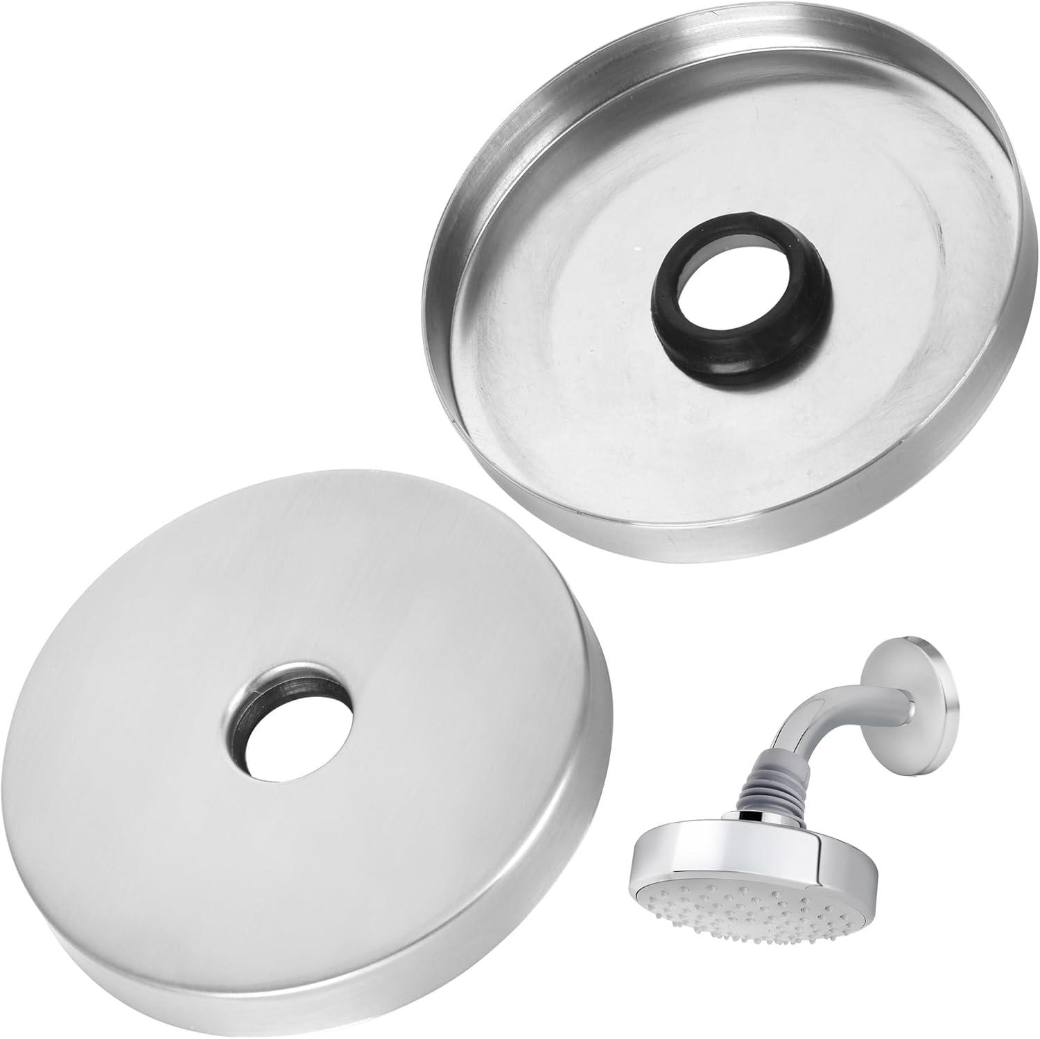 Impresa 2 Pack Brushed Nickel Showerhead Escutcheon Plate Set - Extra Large 4" Shower Arm Flange to Cover up Miss Cuts