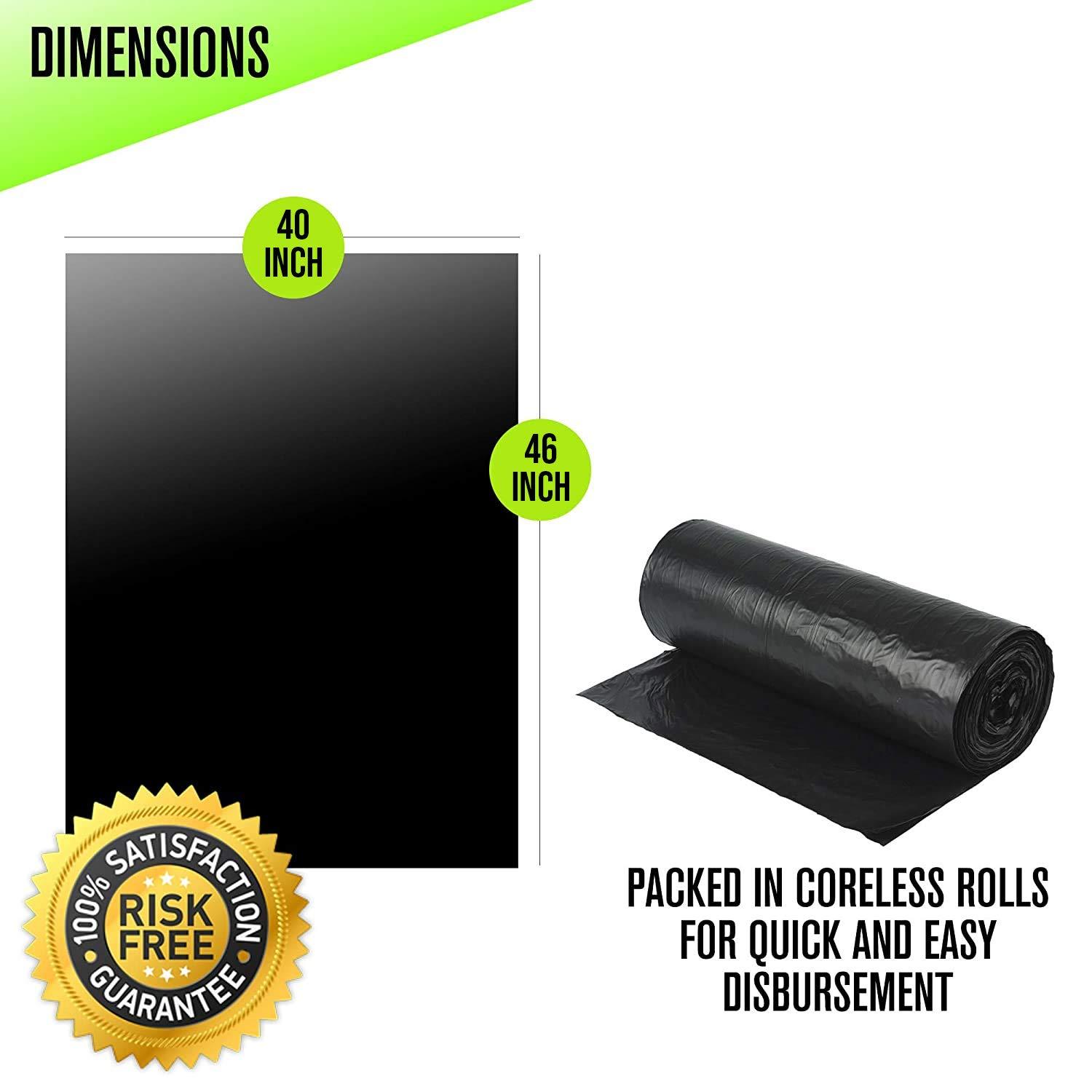 45 Gal. 2 Mil (eq) Black Trash Bags 40 in. x 46 in. Pack of 50 for Janitorial, Industrial and Hospitality