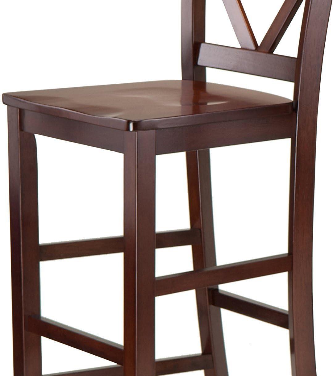 Winsome Wood Victor 30" V-Back Bar Stool, Set of 2, Walnut Finish