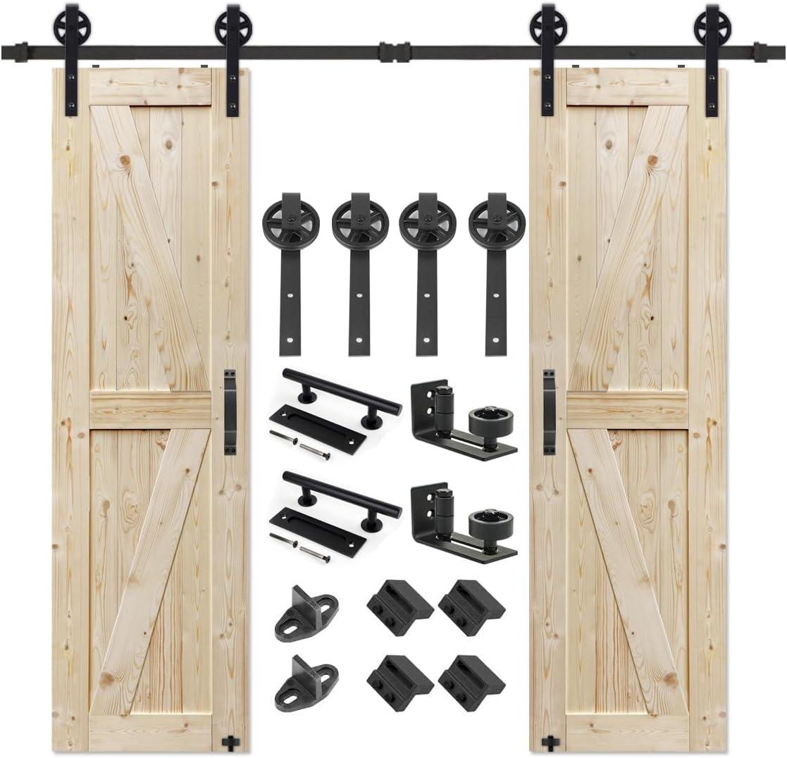 Natural Spruce Double Barn Door with Sliding Hardware Kit