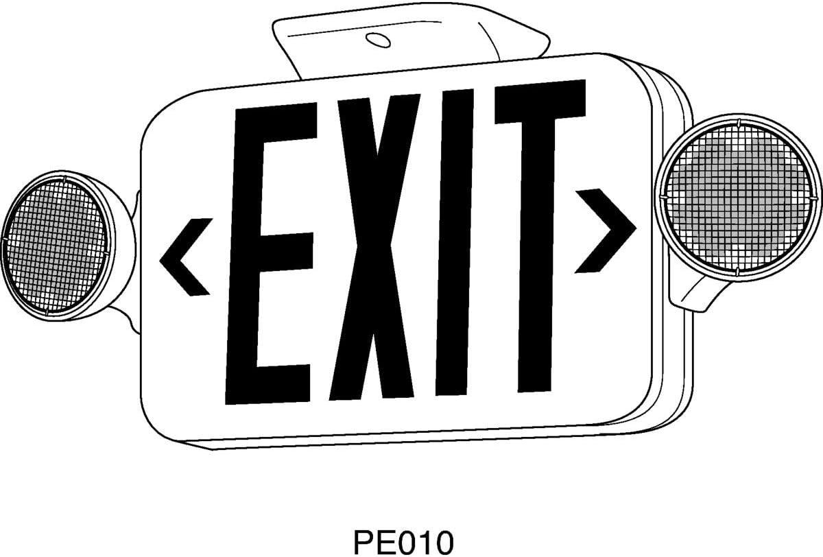 White LED Exit Sign with Emergency Lights