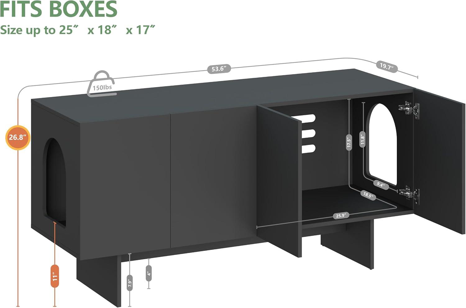 Tucker Murphy Pet™ Litter Box Enclosure for 2 Cats, Cat Litter Box Enclosure Furniture with Double Room