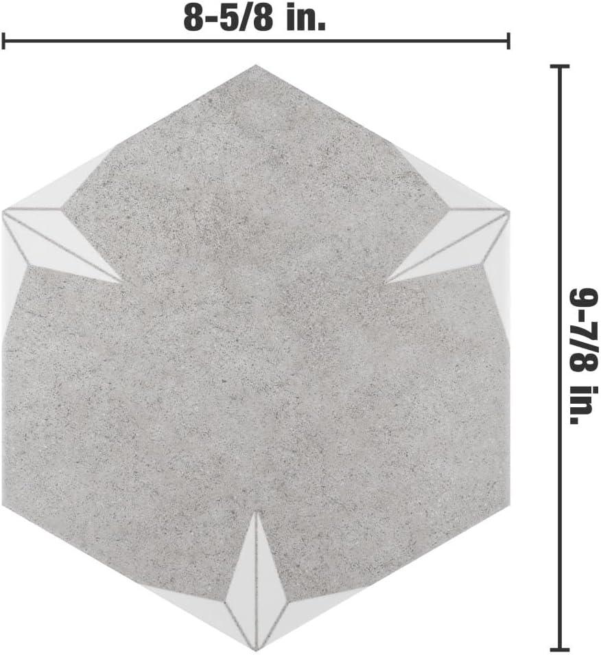 Stella Hex 9" x 10" Porcelain Pattern Wall & Floor Tile