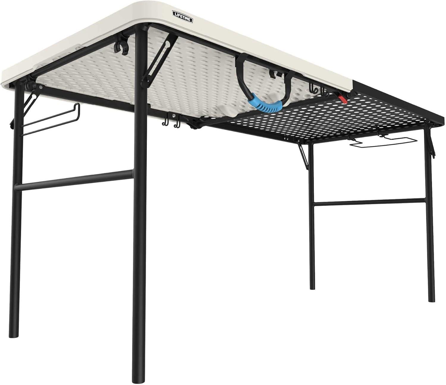 Lifetime 5 Foot Fold-in-Half Camping Folding Table, Indoor/Outdoor, Pumice (280875)