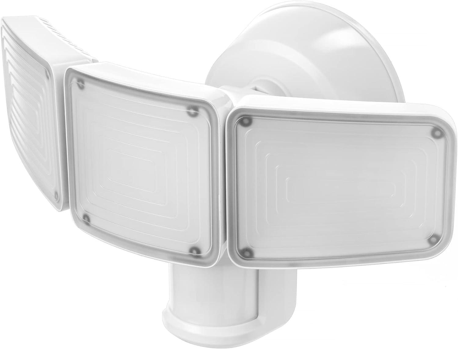 Home Zone Security® 3,500-Lumen Triple-Head Ultrabright LED Security Light in White