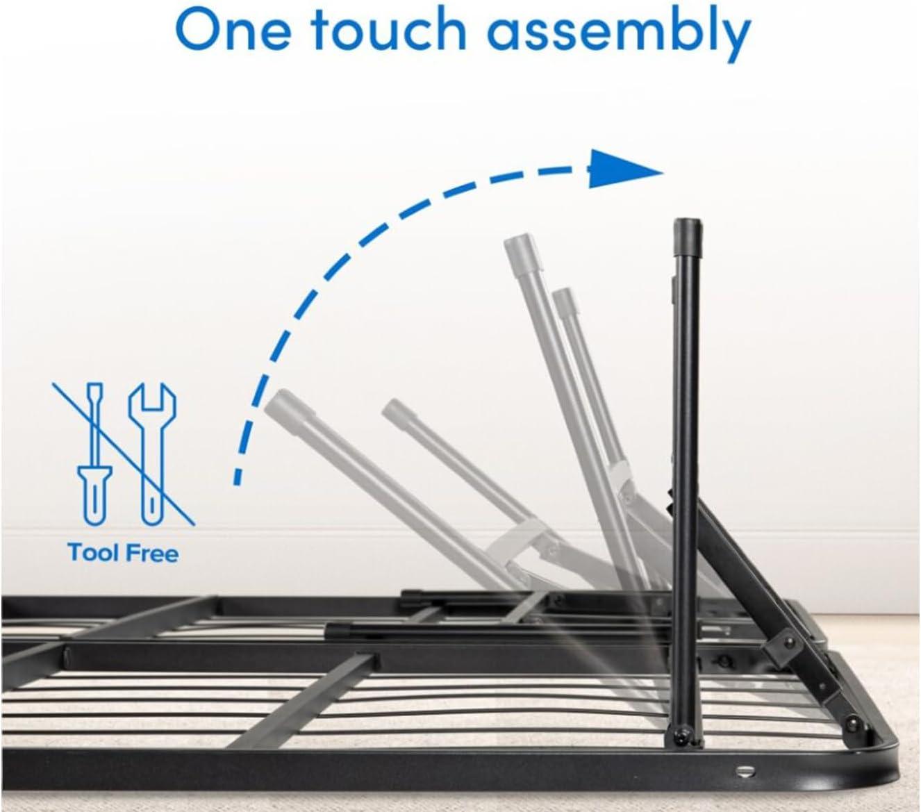 Sleepy's Raised 13 Inch High Metal Platform Frame | Support Mattress Foundation | No Box Spring Needed | Underbed Storage Space | Queen Size