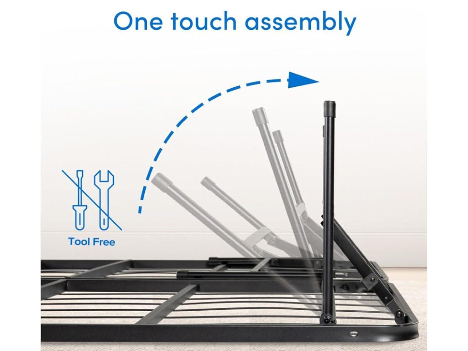 Sleepy's Raised 13 Inch High Metal Platform Frame | Support Mattress Foundation | No Box Spring Needed | Underbed Storage Space | Queen Size
