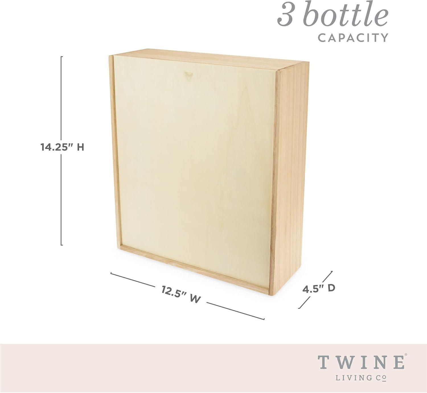 Twine 3-Bottle Wood Wine Box