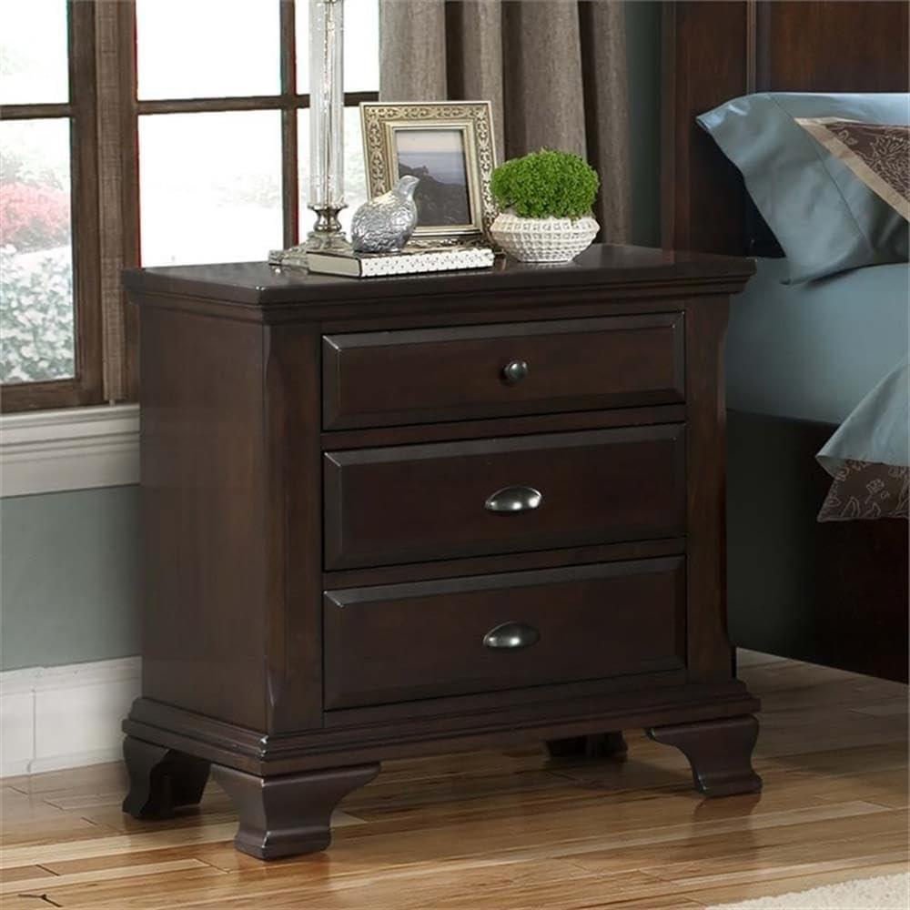 Brinley Nightstand Cherry Red - Picket House Furnishings: Mid-Century Modern Style, Laminated Finish, MDF & Metal Hardware