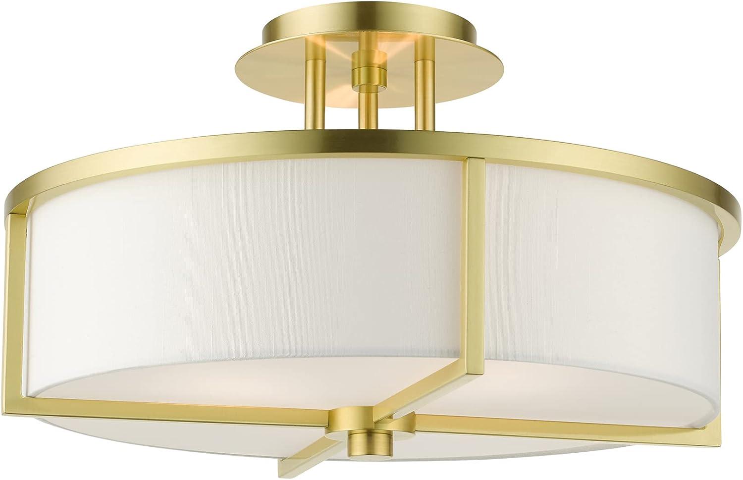 Livex Lighting Wesley 3 - Light Semi-Flush Mount in  Satin Brass