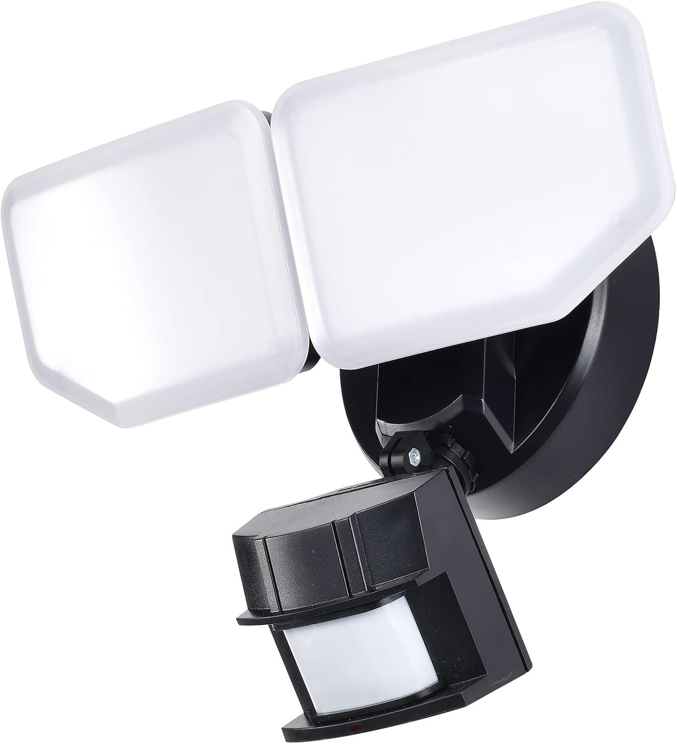 30-Watt 180-Degree Black Motion Activated Outdoor Integrated LED Security Flood Light with PIR Dusk to Dawn Sensor