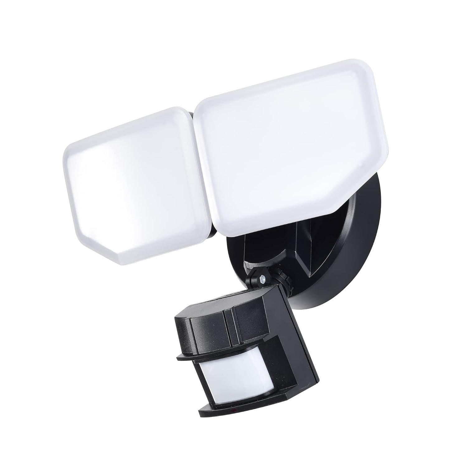 30-Watt 180-Degree Black Motion Activated Outdoor Integrated LED Security Flood Light with PIR Dusk to Dawn Sensor