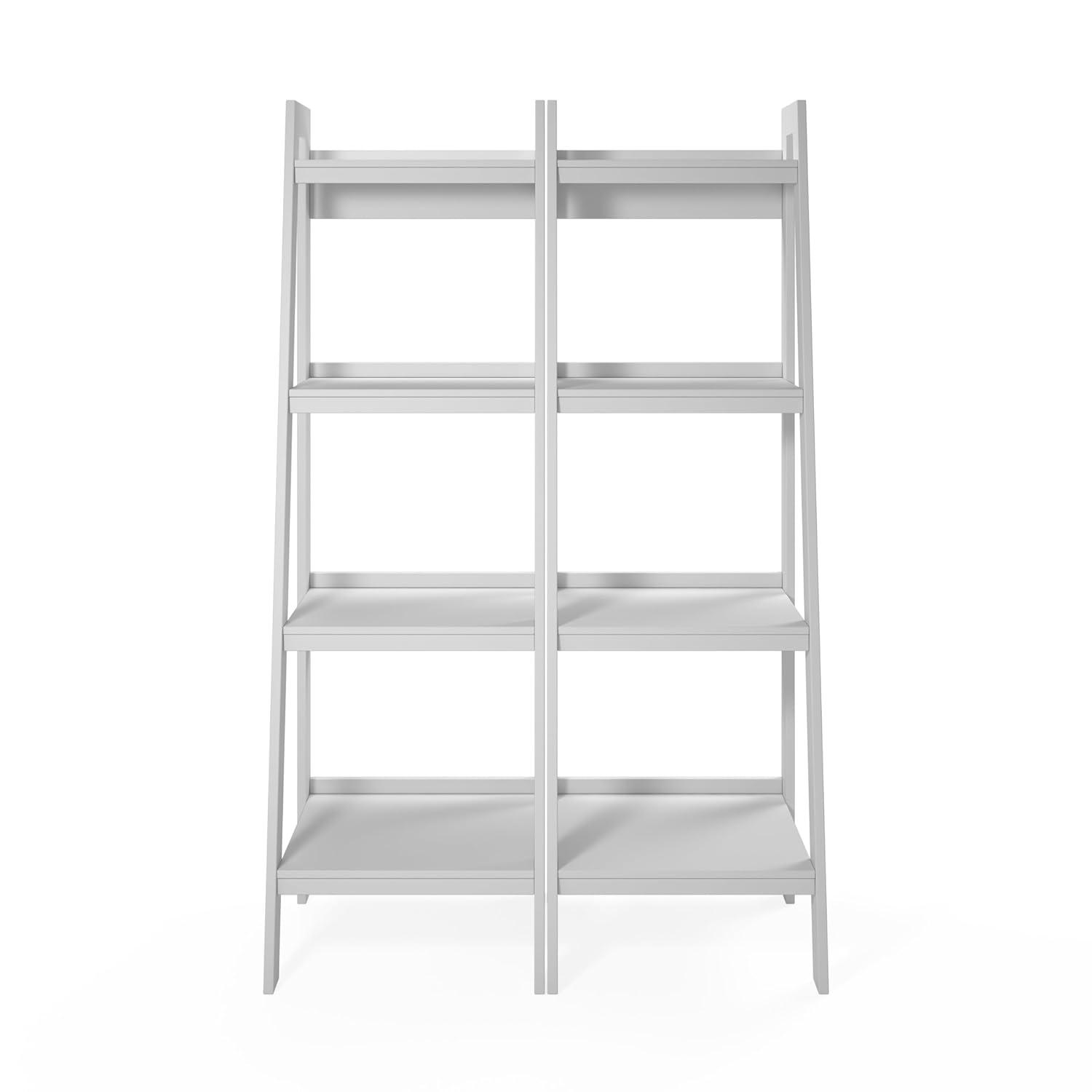 Ameriwood Home Lawrence 4 Shelf Ladder Bookcase Bundle, White