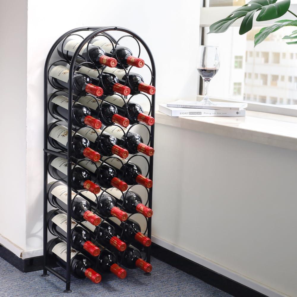 Fancial 23 Bottles of high-Capacity Metal red Wine Rack, Sturdy, Durable, Beautiful, and Generous. Detachable and Adjustable Foot Pads