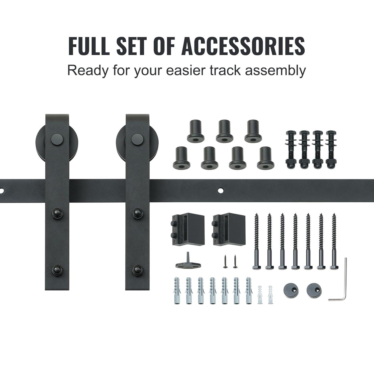 Black Steel Single Door Barn Door Hardware Kit Standard Single