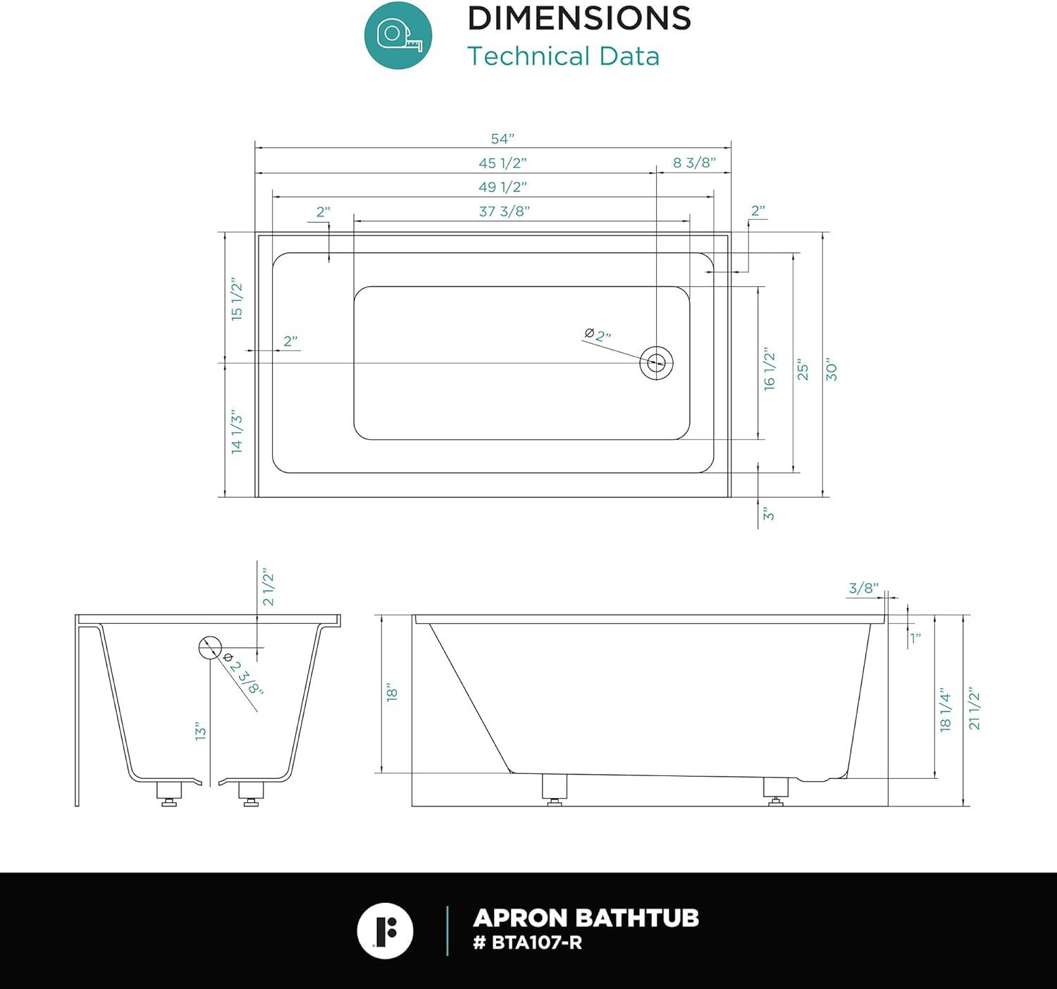 Apron Soaking Acrylic Bathtub