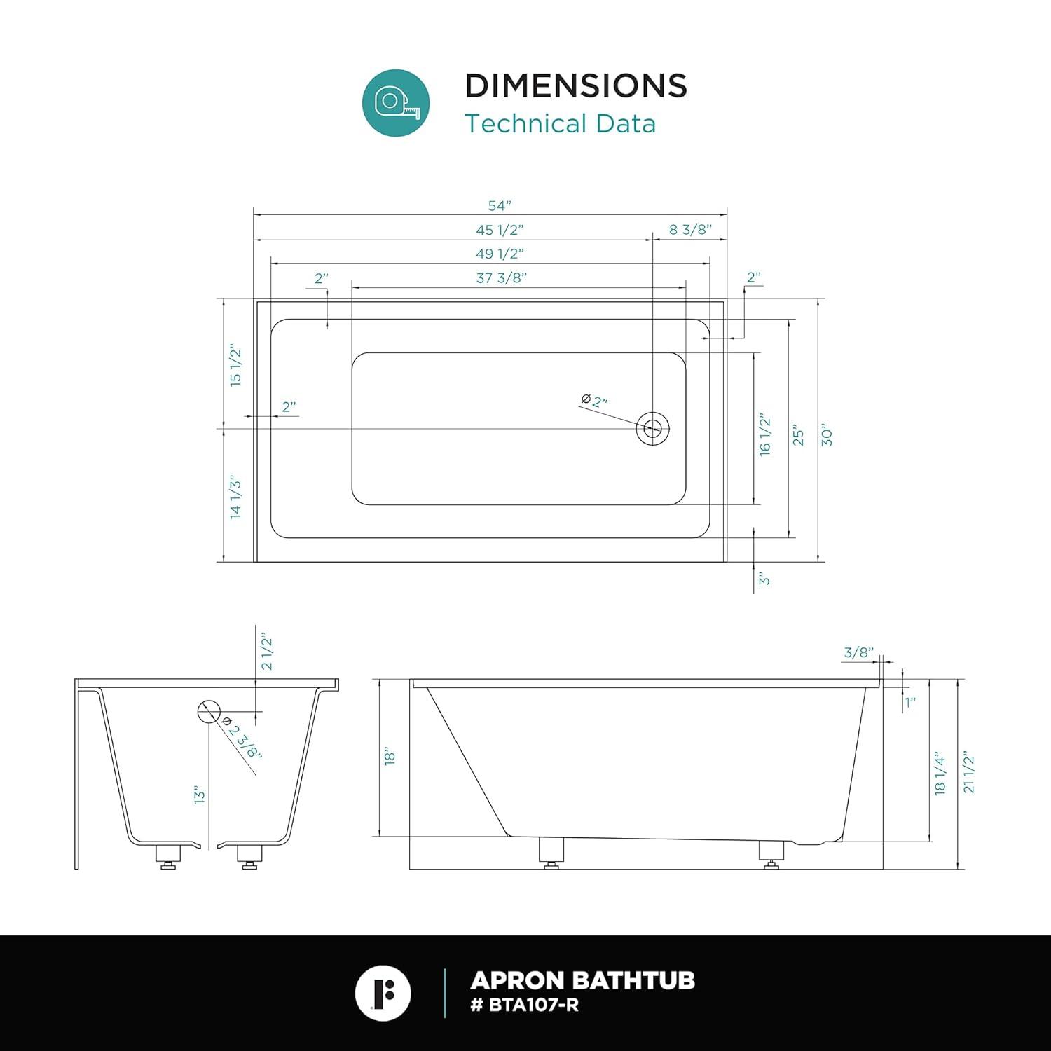 Apron Soaking Acrylic Bathtub