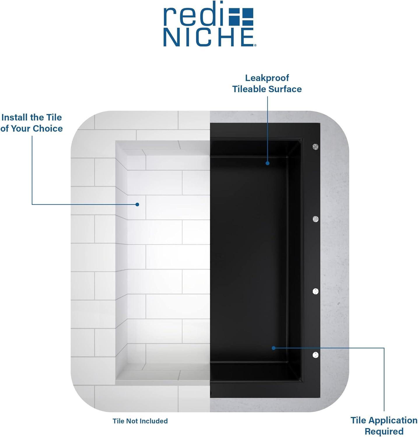 Black ABS Triple Recessed Shower Shelf with Three Inner Shelves