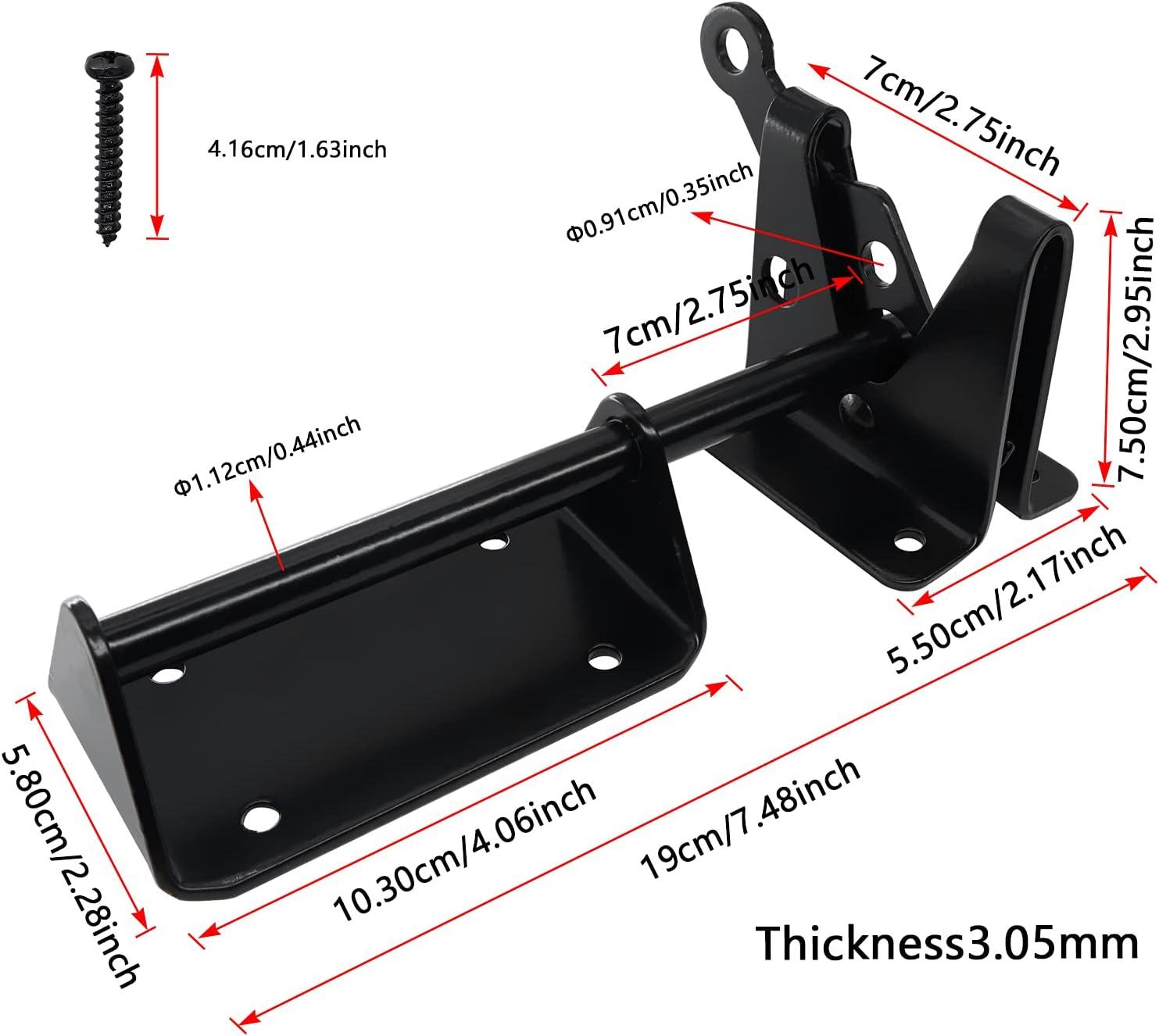 Heavy Duty Automatic Latch for Wooden & Metal Gates, Vinyl Fence, Self Locking Outswinging Pool & Dog Gate Door Latch with Gravity Security & Cable Pull Opener, Black