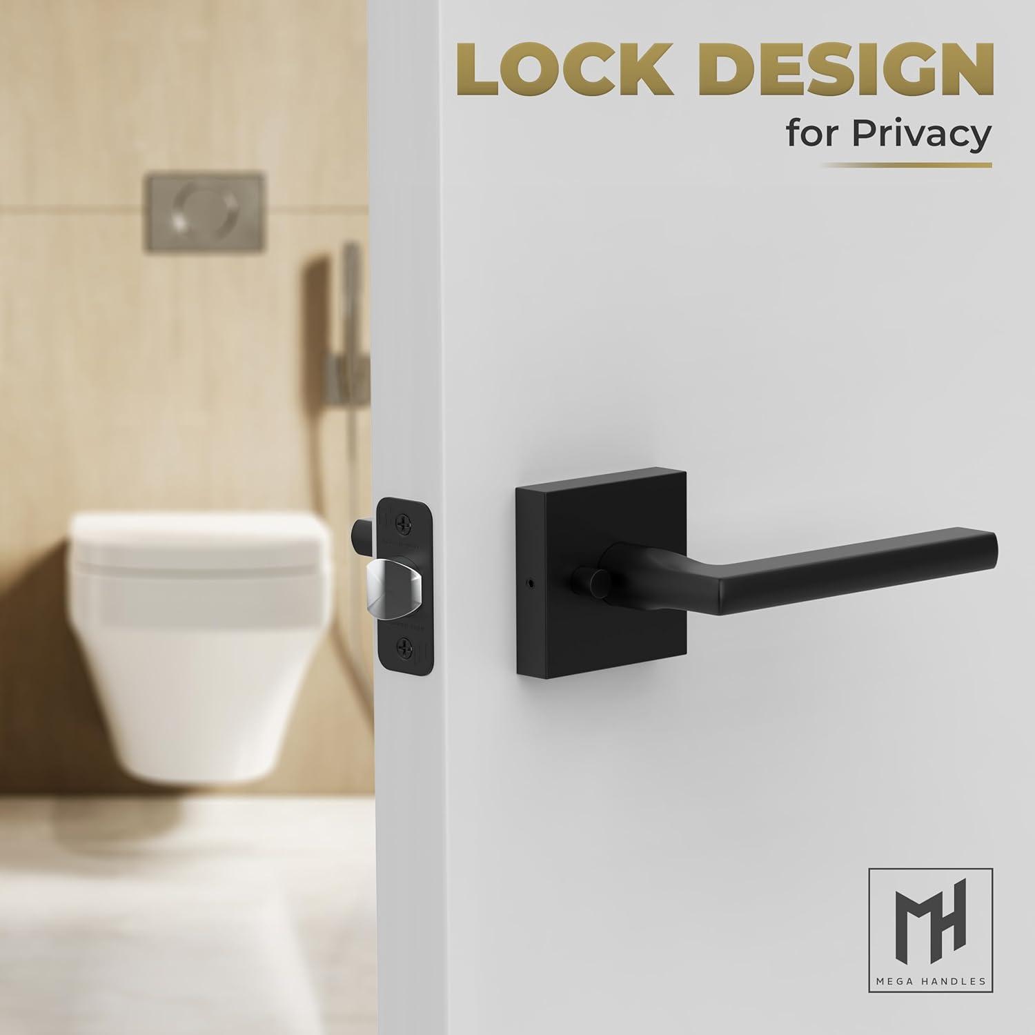 Mega Handles PRIME PRIVACY Reversible Interior Door Lever for Bedrooms, Bathroom & Hallway | Modern Stainless Door Locks