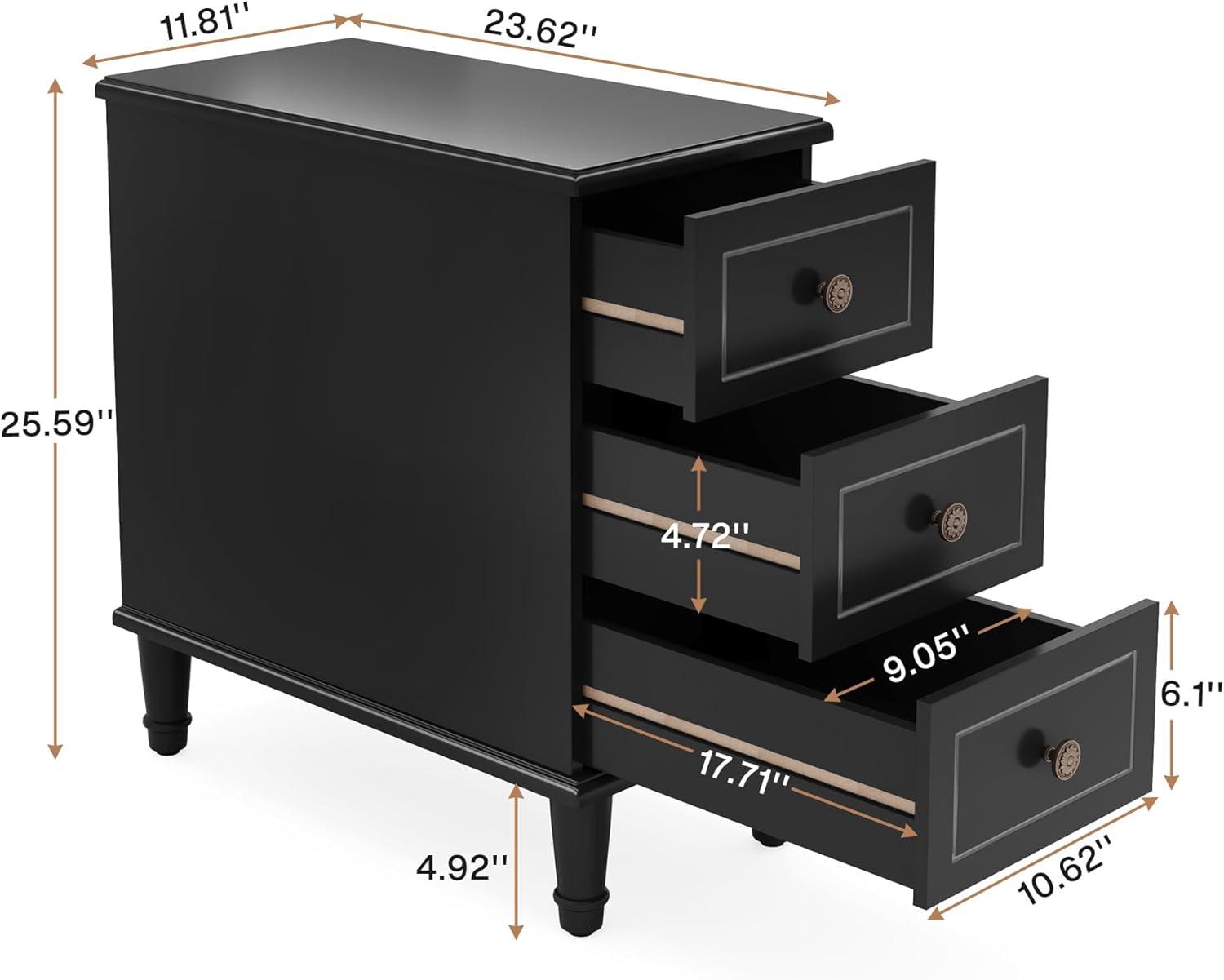 Tribesigns Solid Wood End Table with 3 Drawers