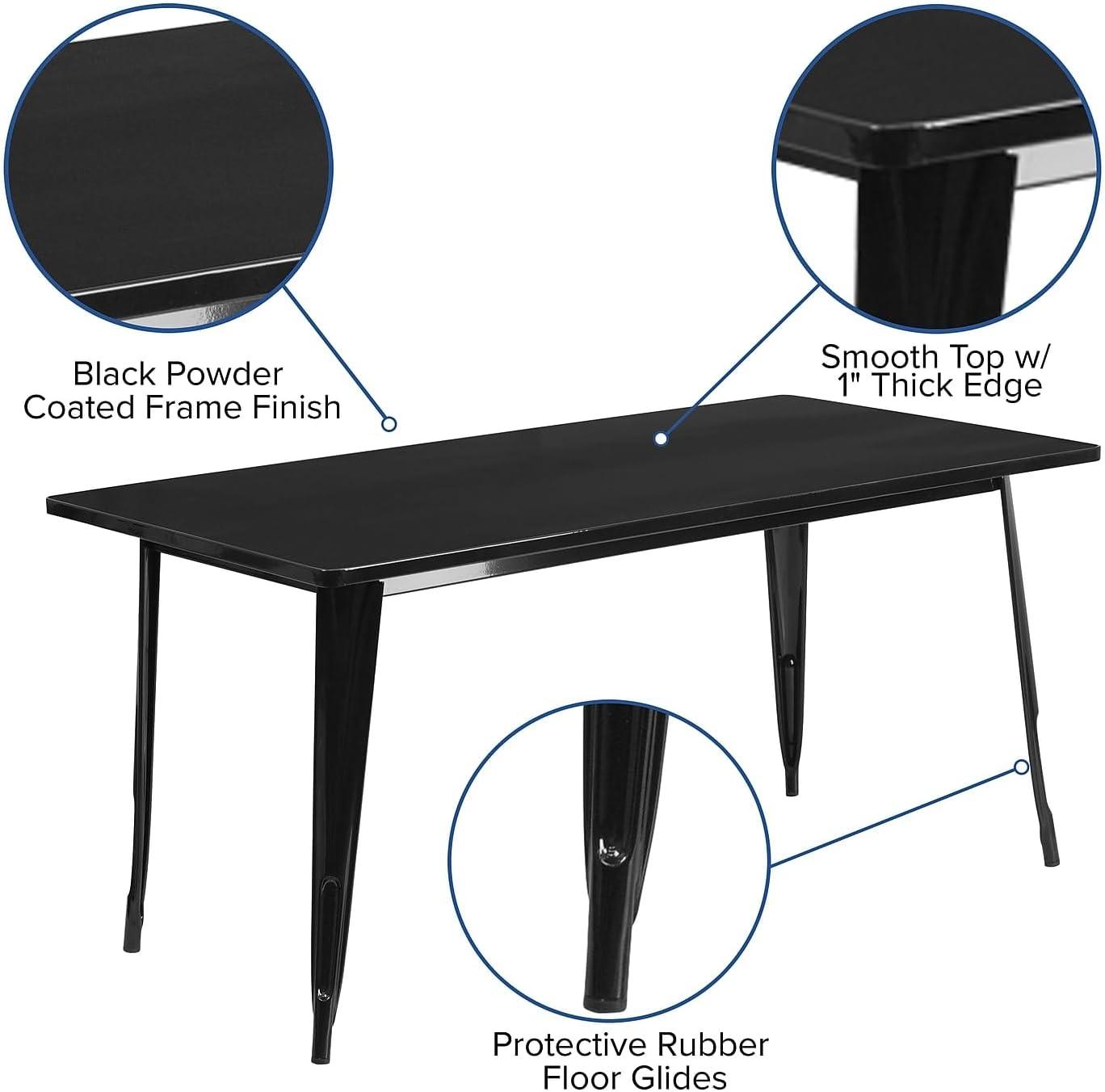 Flash Furniture Commercial Grade 31.5" x 63" Rectangular Orange Metal Indoor-Outdoor Table