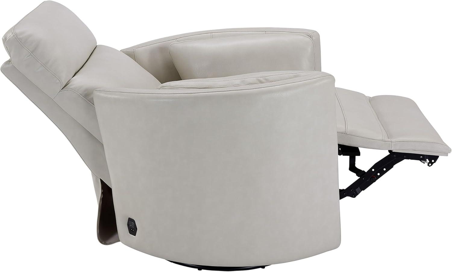 Florence Brown Top-Grain Leather Swivel Recliner with USB Charger