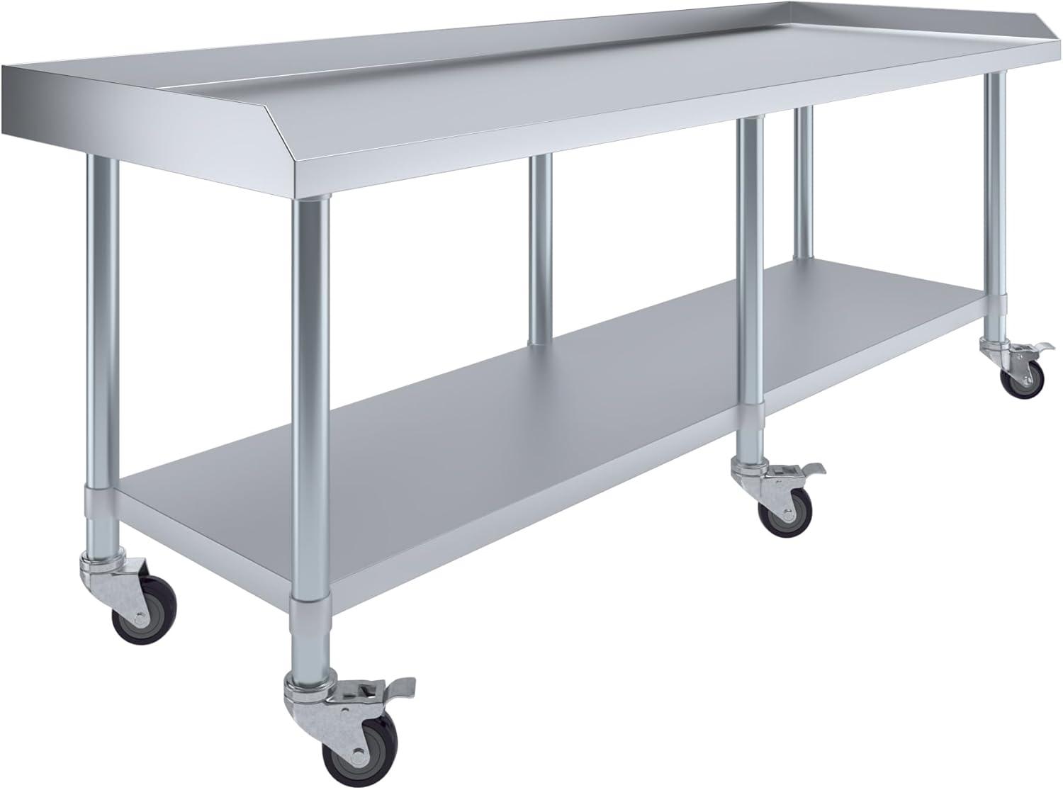 72" Stainless Steel Equipment Stand with Undershelf and Casters