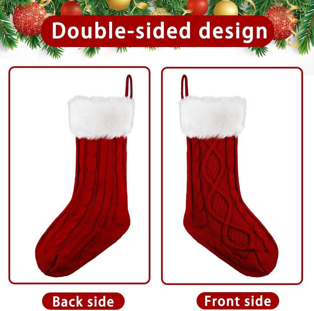 Gotoha 6PACK Christmas Stockings,18Inches Large Cable Knitted Stocking Xmas Hanging Stocking Decorations