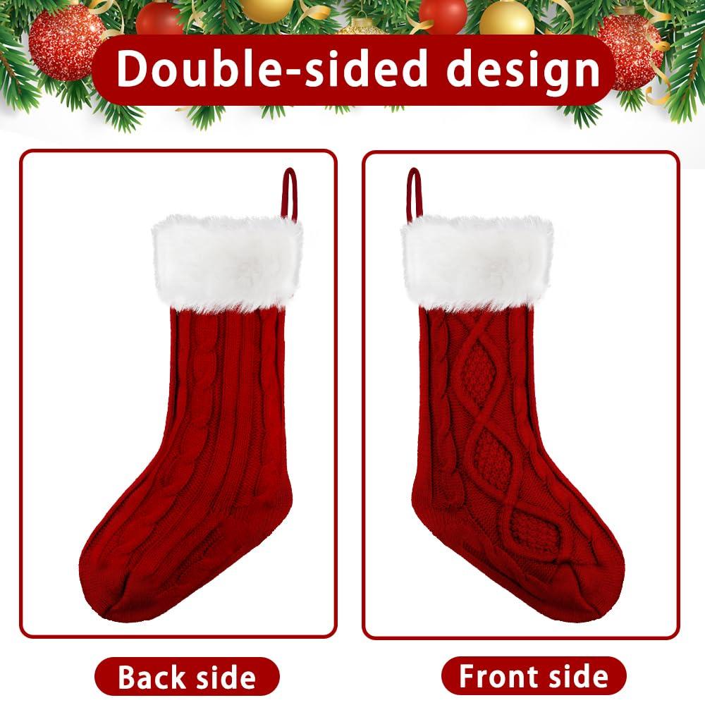 Gotoha 6PACK Christmas Stockings,18Inches Large Cable Knitted Stocking Xmas Hanging Stocking Decorations