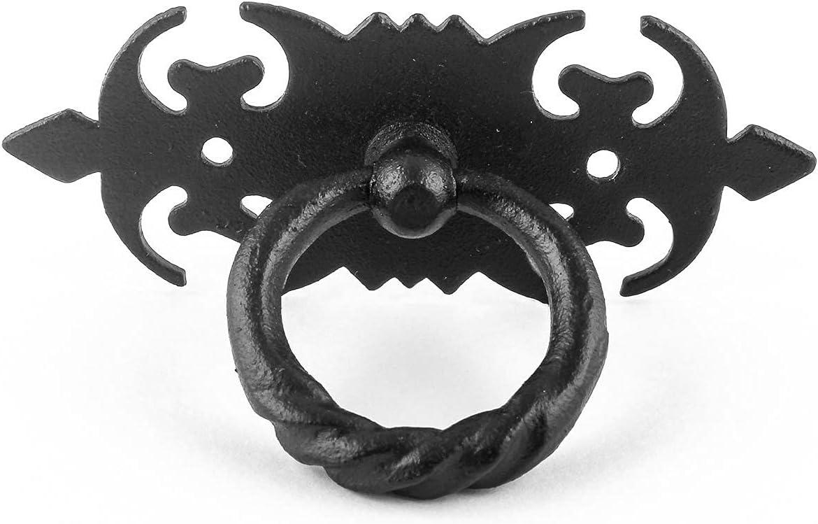 Renovators Supply Cabinet Handles 3.5" Wrought Iron Black Drawer Pulls Antique Kitchen Cabinet Handles w/Screws