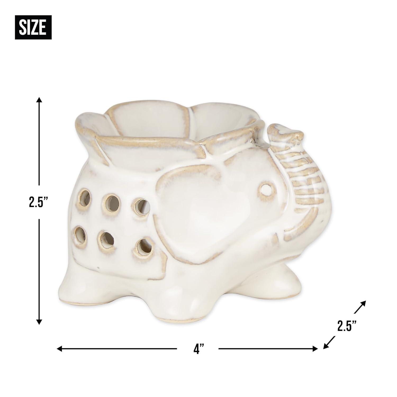 Porcelain Elephant Trio Oil Warmers in Multicolor