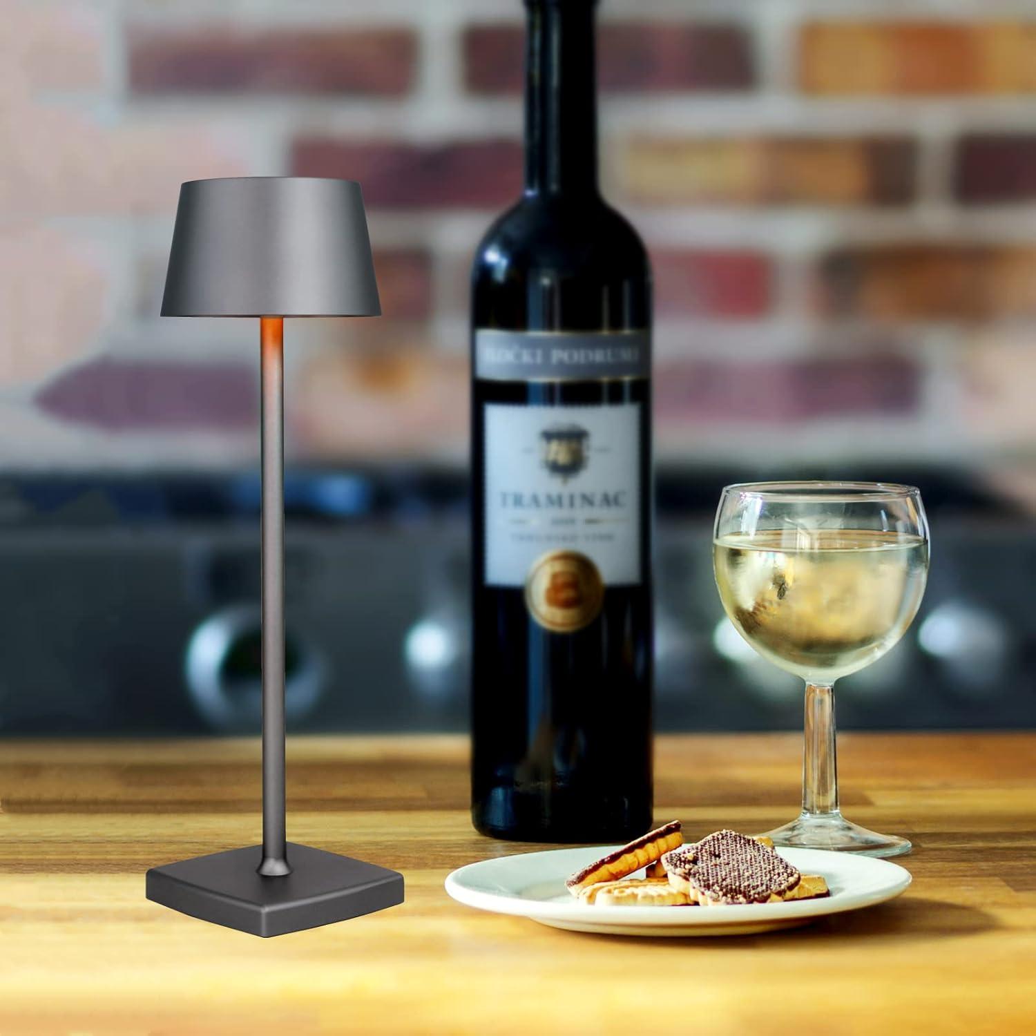 Rechargeable led Cordless Table Lamps, Aluminum, dimmable,Suitable for Indoor and Outdoor Lighting Grey