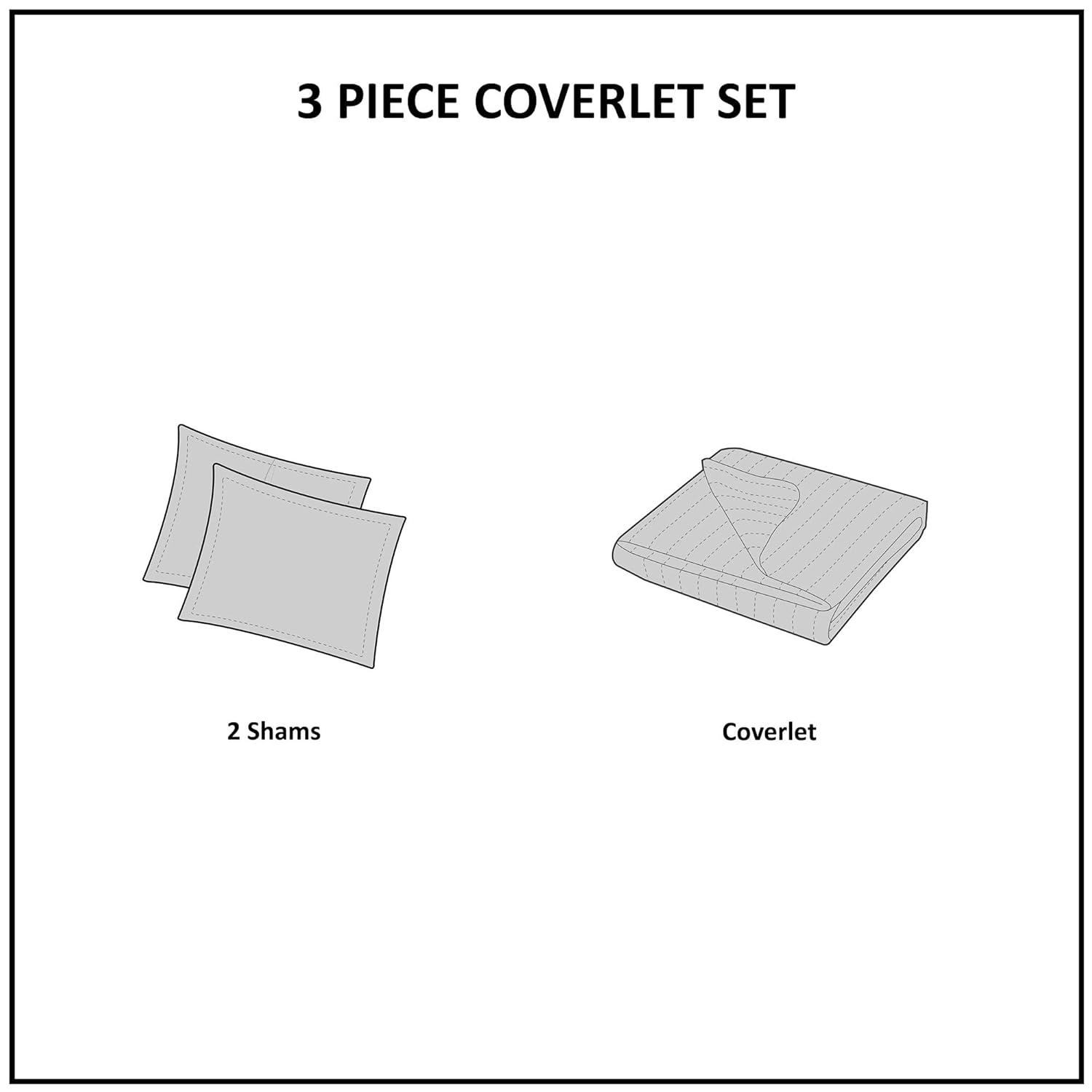 INK+IVY Pomona Winnie Embroidered Cotton 3 Piece Quilt Set