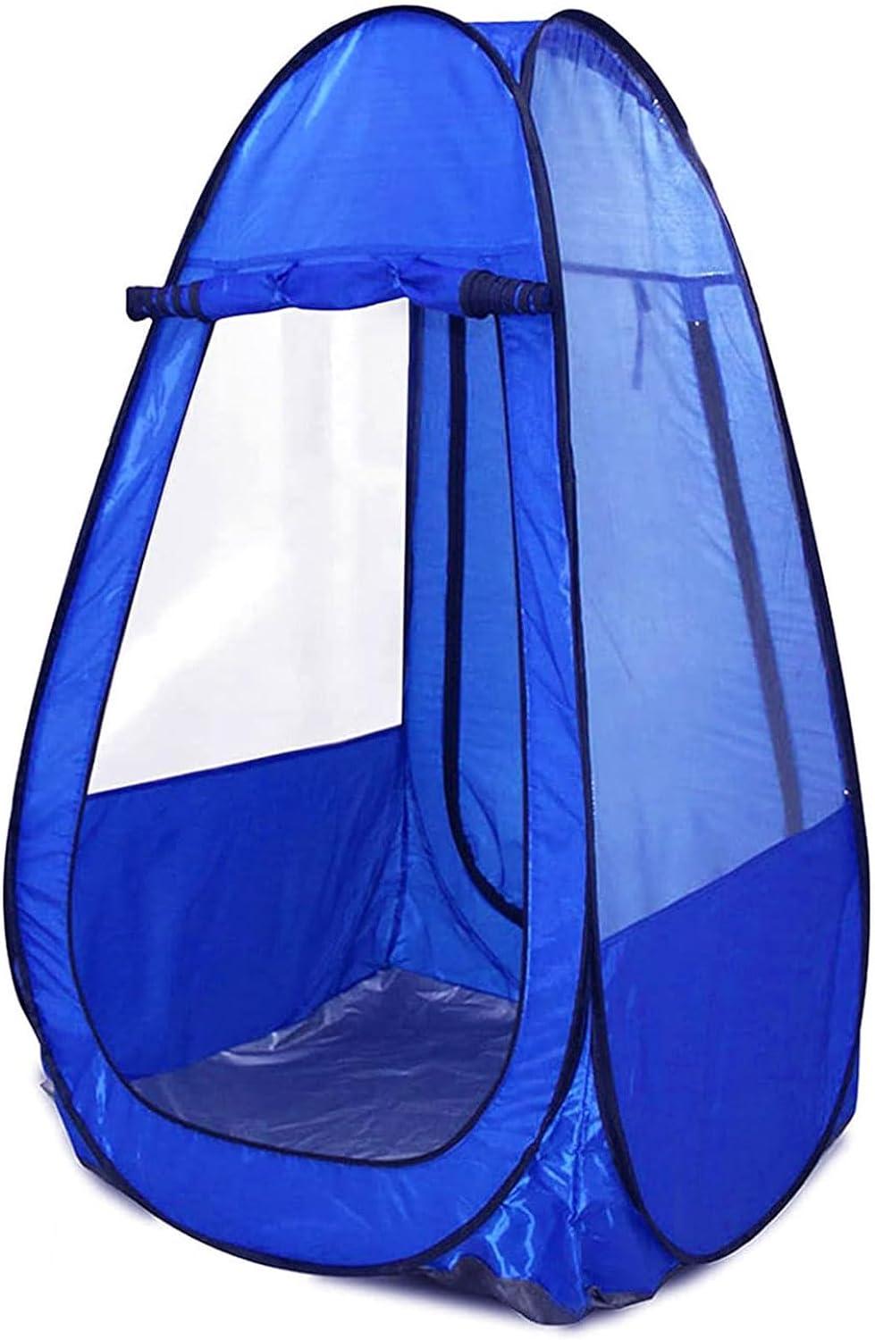 Blue Polyester Pop Up Personal Emergency Tent with Clear Windows