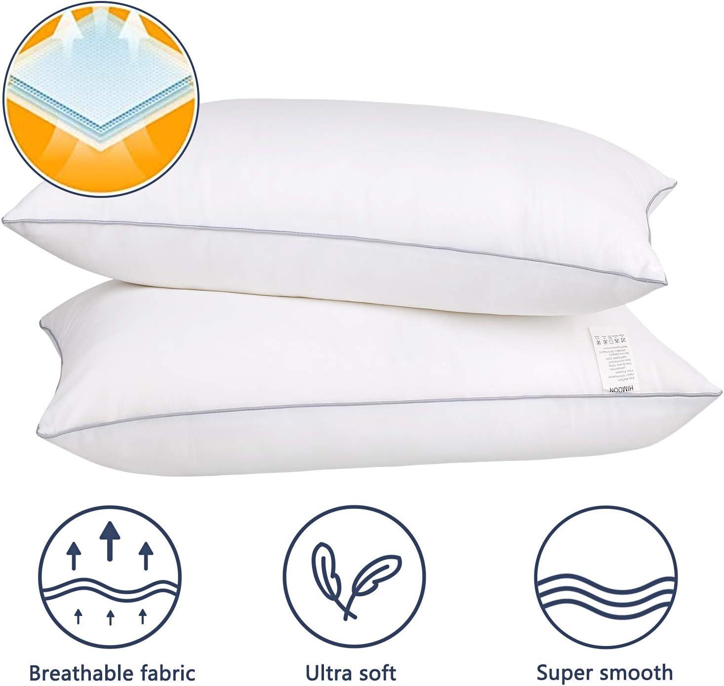 Queen Size White Cooling Microfiber Bed Pillows Set of 2