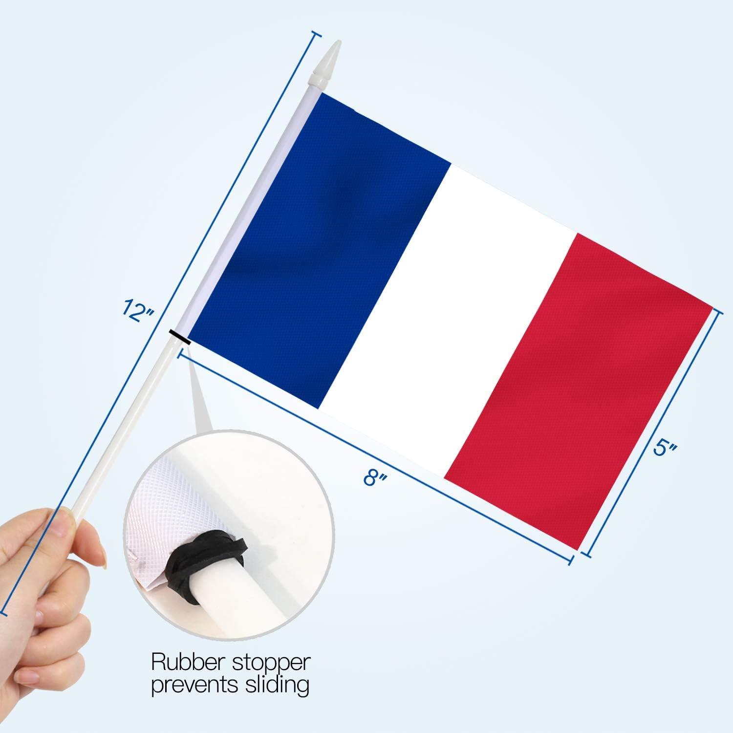 Anley France Mini Flag 12 Pack - Hand Held Small Miniature French Flags