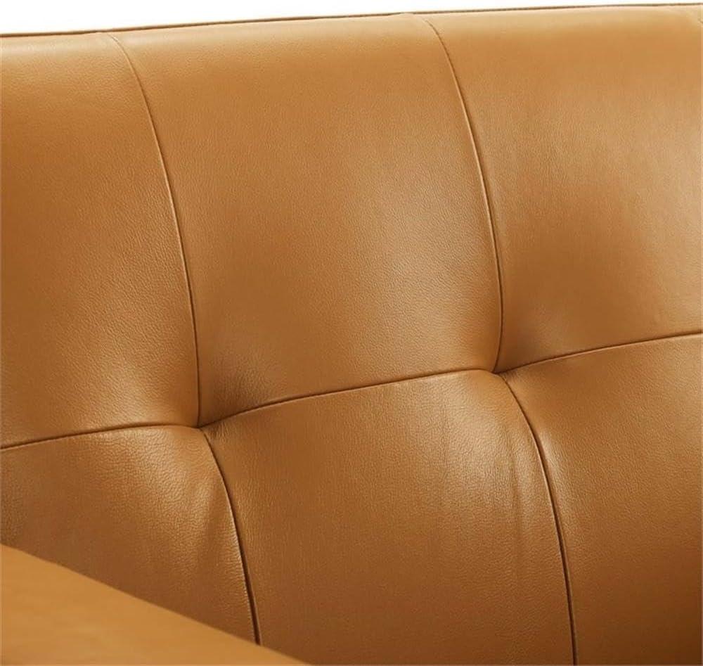 Modway Engage Top-Grain Leather Living Room Accent Armchair in Tan
