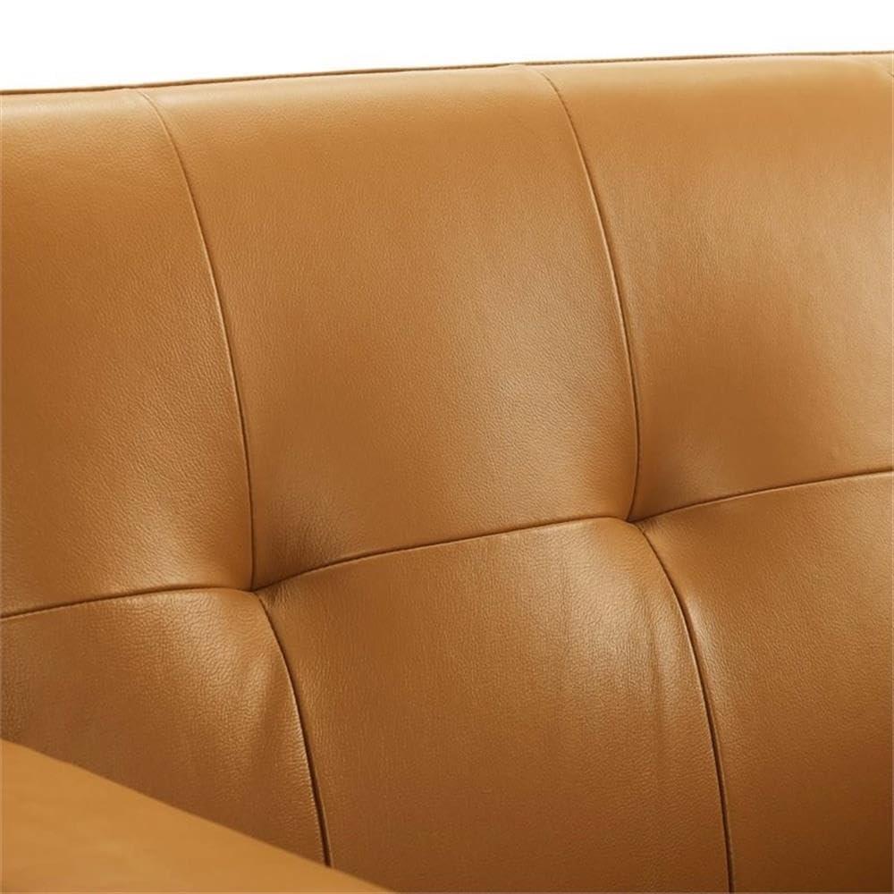 Modway Engage Top-Grain Leather Living Room Accent Armchair in Tan