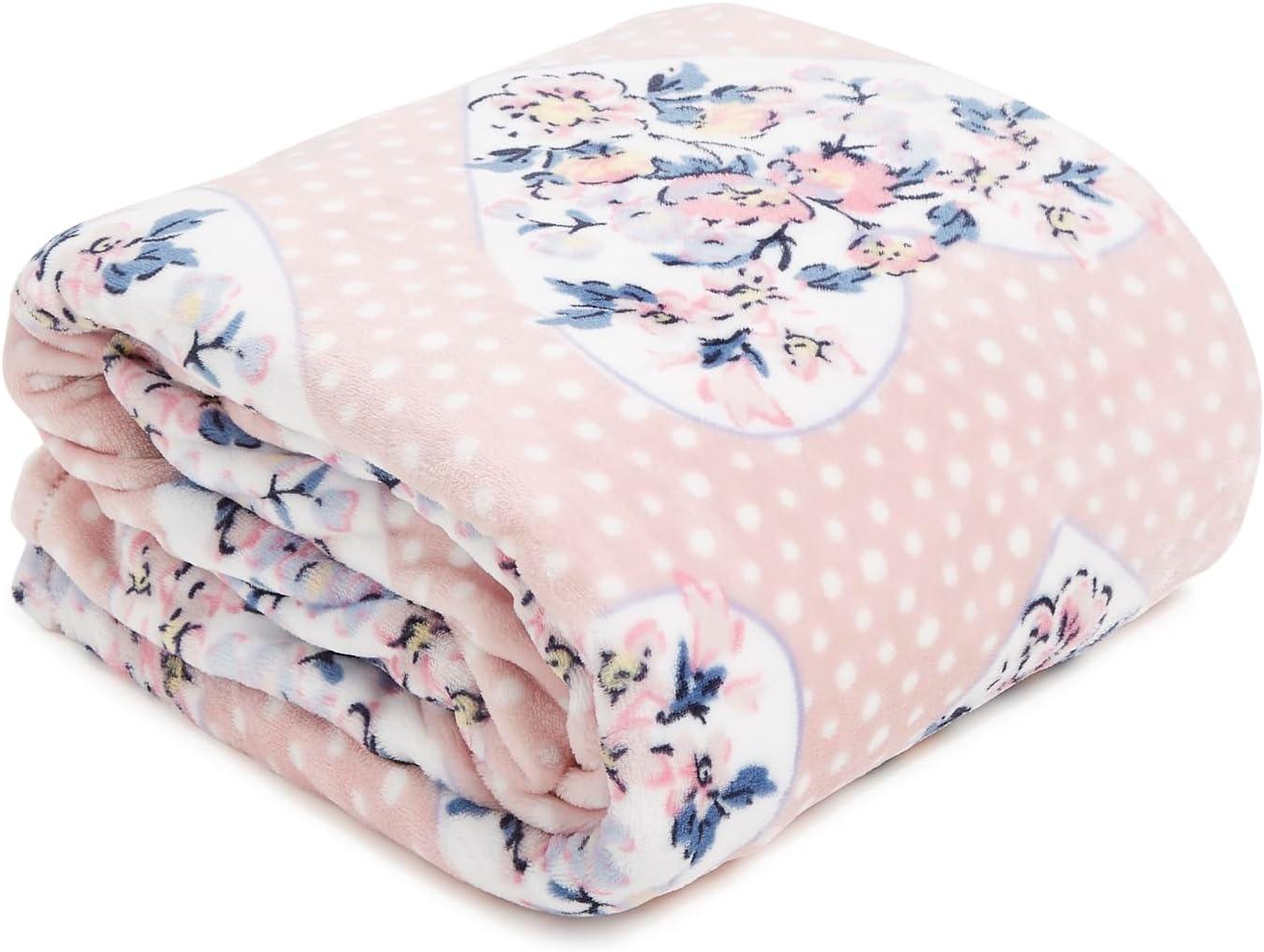 Mon Amour Soft Blush Floral Fleece Throw Blanket