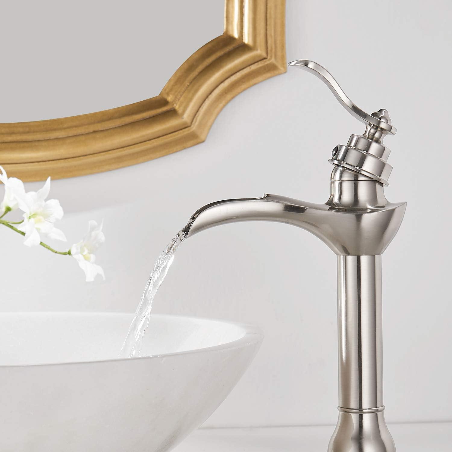 Brushed Nickel Single Handle High Arc Bathroom Faucet