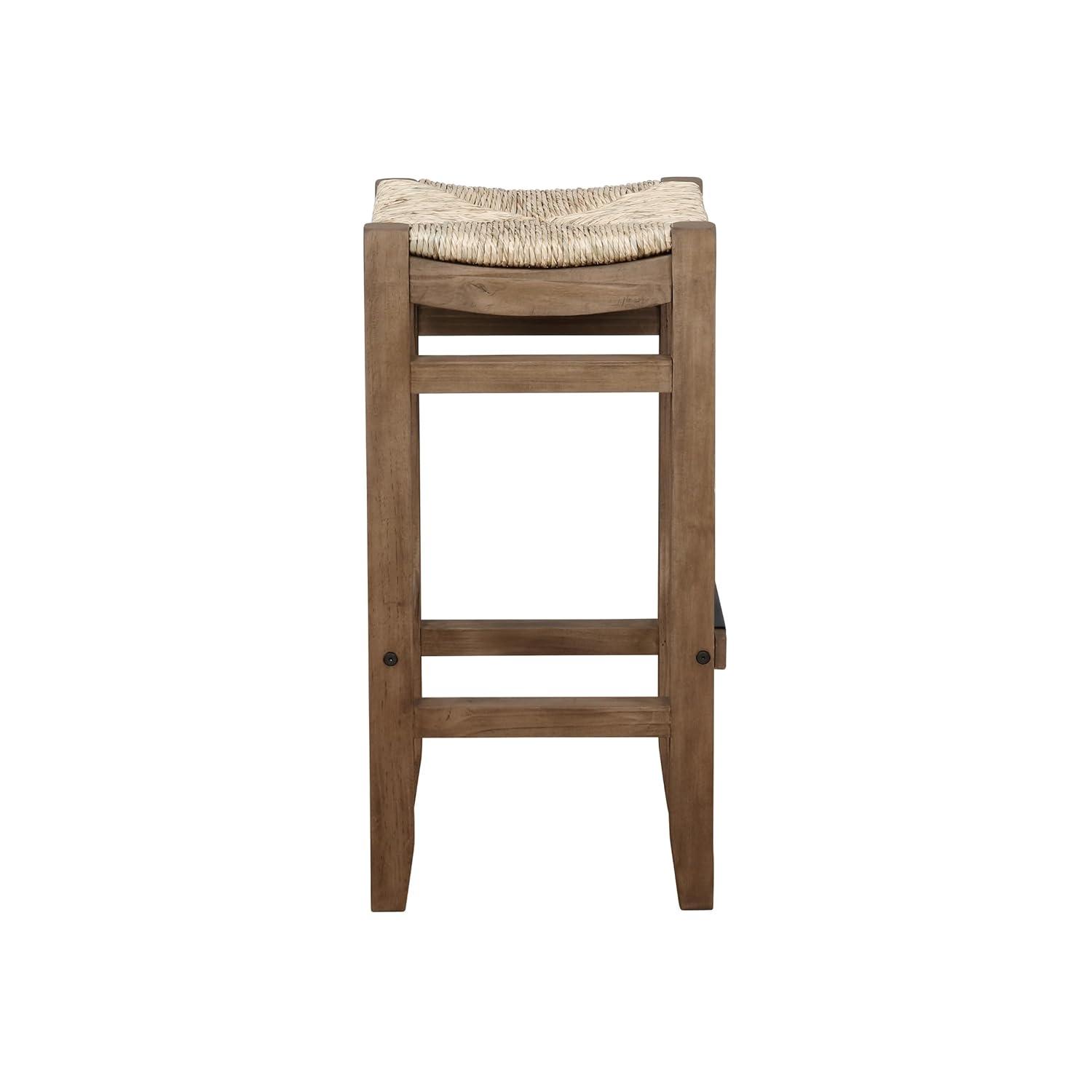 Alaterre Furniture Newport 30"H Wood Bar Stool with Rush Seat
