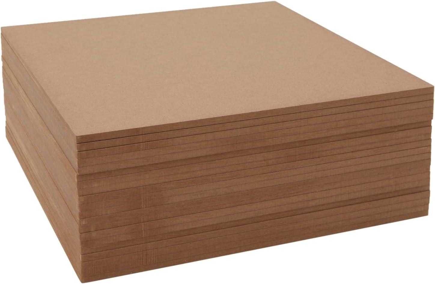 Bright Creations 20 Pack 12x12 MDF Boards, 1/4 Thick Wood Panels for DIY Arts and Crafts, Painting, Engraving