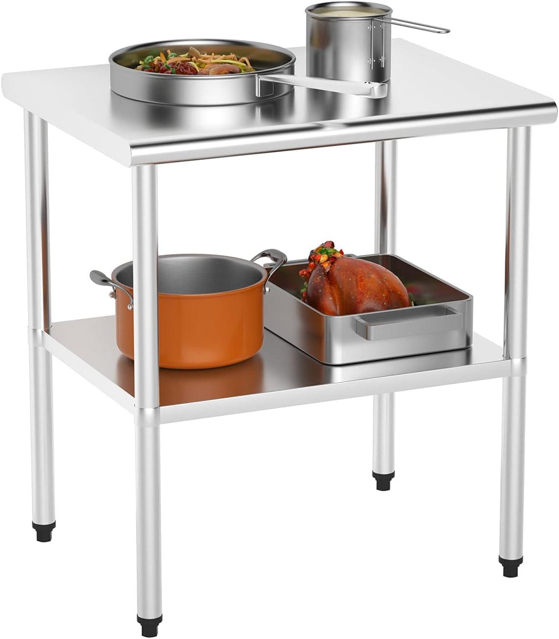 30'' x 24'' Stainless Steel Kitchen Work Table with Adjustable Undershelf