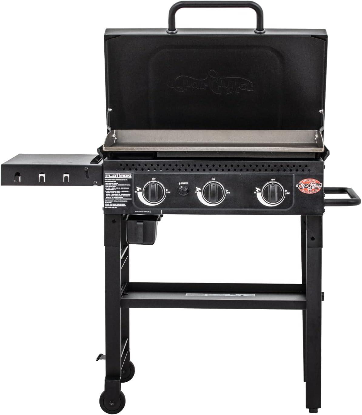 Char-Griller Flat Iron 3-Burner Gas Griddle with Lid