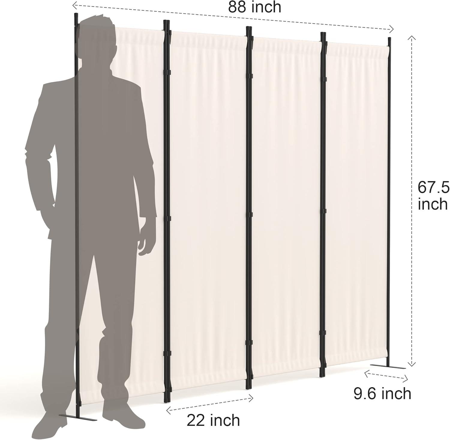Room Divider Folding Privacy Screens 4 Panel Partitions 88" Dividers Portable Separating for Home Office Bedroom Dorm Decor (Grey)