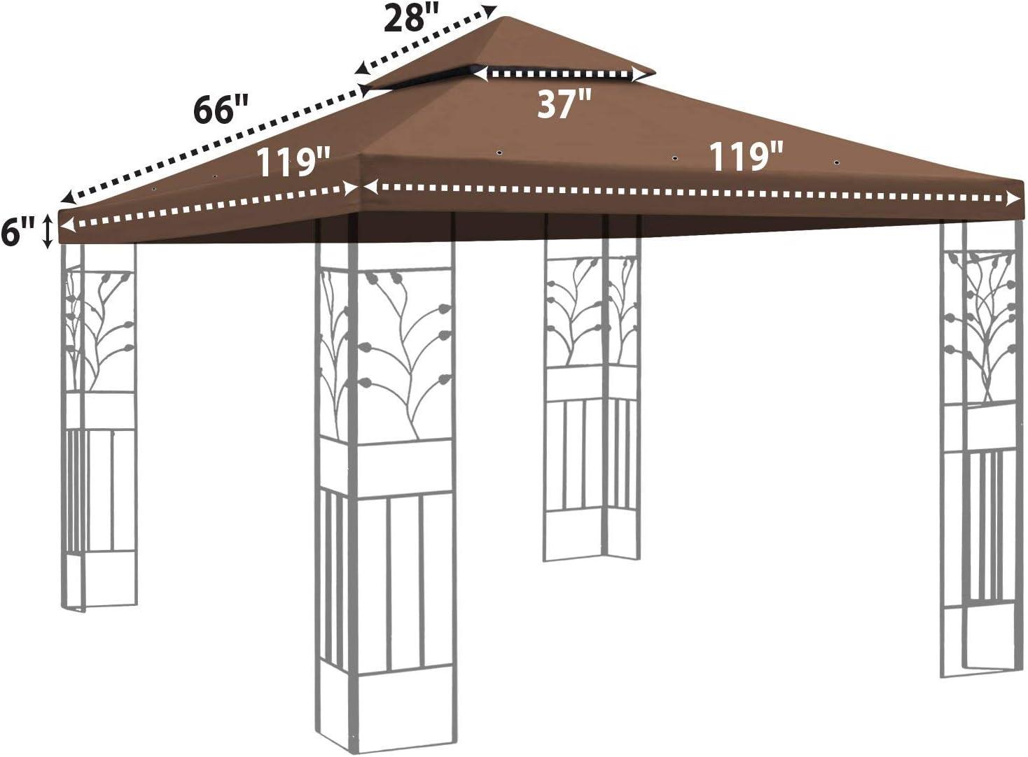 BenefitUSA Brown Double Tier Replacement 10'X10'Gazebo Canopy top Patio Pavilion Cover Sunshade plyester