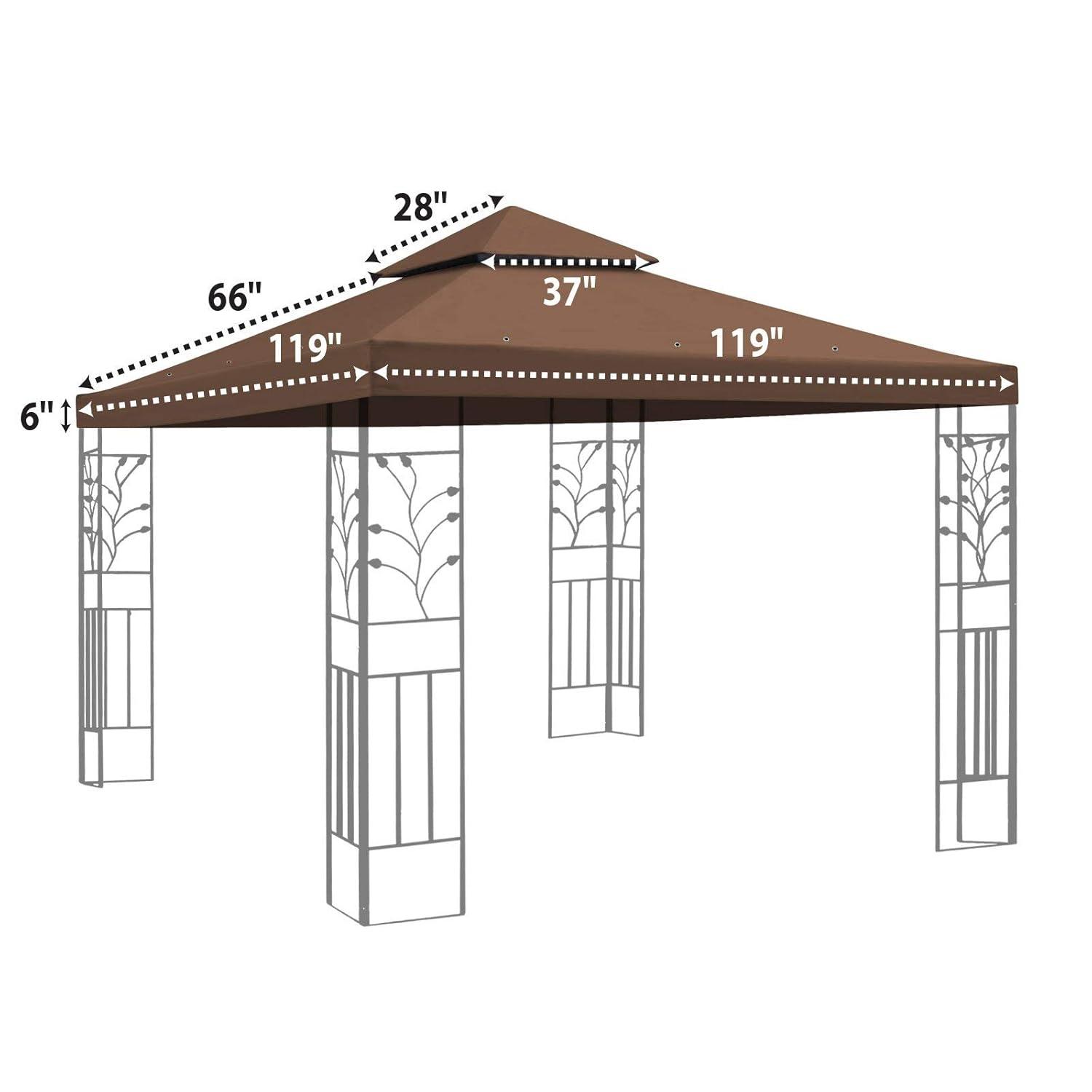 BenefitUSA Brown Double Tier Replacement 10'X10'Gazebo Canopy top Patio Pavilion Cover Sunshade plyester